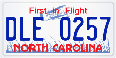 NC license plate DLE0257