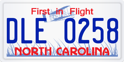 NC license plate DLE0258