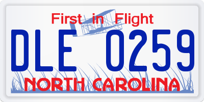NC license plate DLE0259