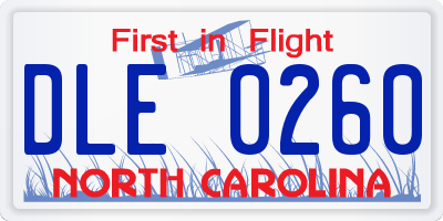 NC license plate DLE0260