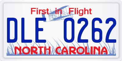 NC license plate DLE0262