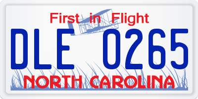NC license plate DLE0265