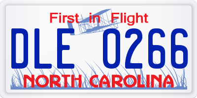 NC license plate DLE0266