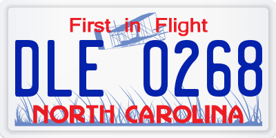 NC license plate DLE0268