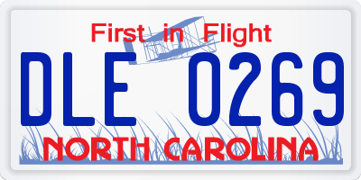 NC license plate DLE0269