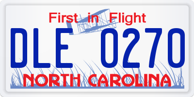 NC license plate DLE0270
