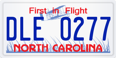 NC license plate DLE0277