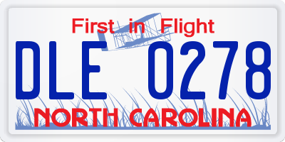NC license plate DLE0278