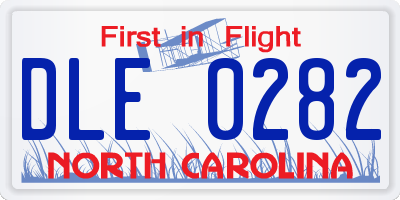 NC license plate DLE0282