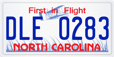NC license plate DLE0283