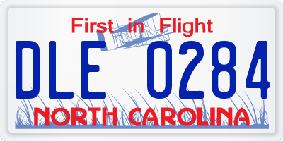 NC license plate DLE0284