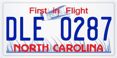 NC license plate DLE0287
