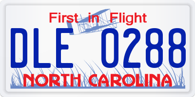 NC license plate DLE0288