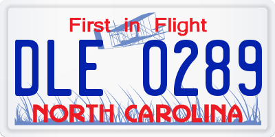 NC license plate DLE0289
