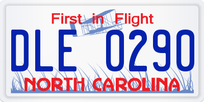 NC license plate DLE0290