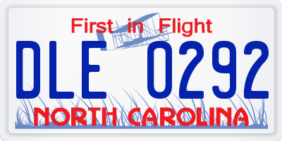 NC license plate DLE0292