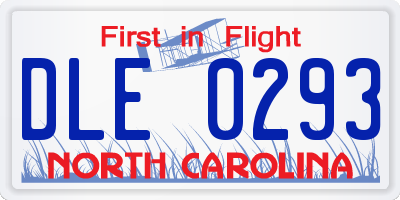 NC license plate DLE0293