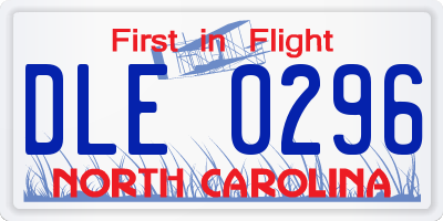 NC license plate DLE0296