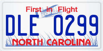 NC license plate DLE0299