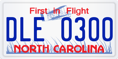 NC license plate DLE0300