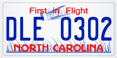 NC license plate DLE0302