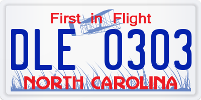 NC license plate DLE0303