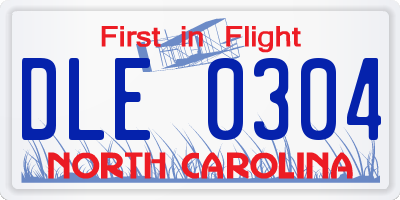 NC license plate DLE0304