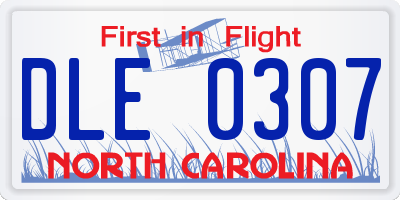 NC license plate DLE0307
