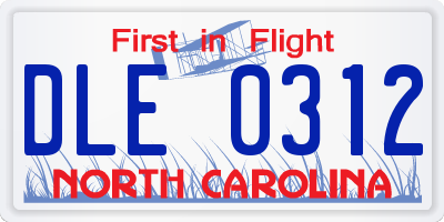 NC license plate DLE0312