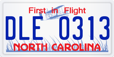 NC license plate DLE0313
