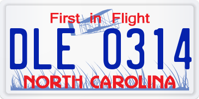 NC license plate DLE0314