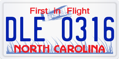 NC license plate DLE0316