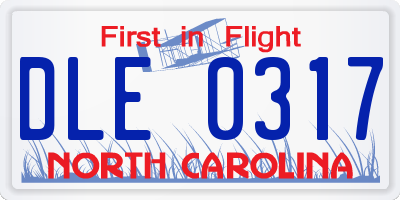 NC license plate DLE0317