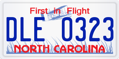 NC license plate DLE0323