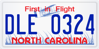 NC license plate DLE0324