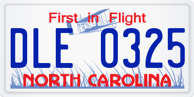 NC license plate DLE0325