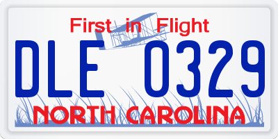 NC license plate DLE0329