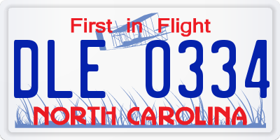 NC license plate DLE0334