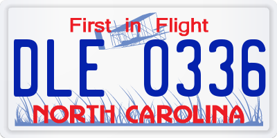 NC license plate DLE0336
