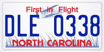NC license plate DLE0338