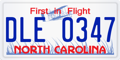 NC license plate DLE0347