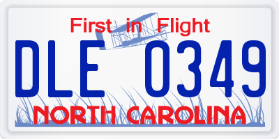 NC license plate DLE0349
