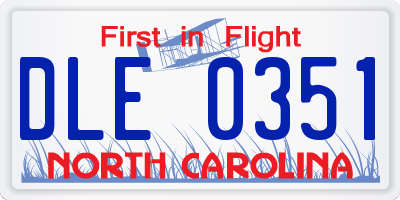 NC license plate DLE0351