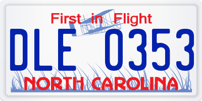 NC license plate DLE0353