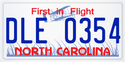 NC license plate DLE0354