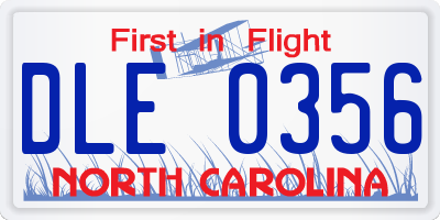 NC license plate DLE0356