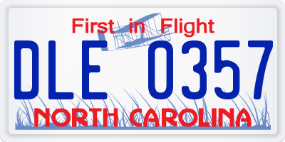 NC license plate DLE0357