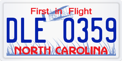 NC license plate DLE0359