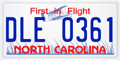 NC license plate DLE0361