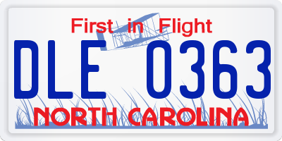 NC license plate DLE0363